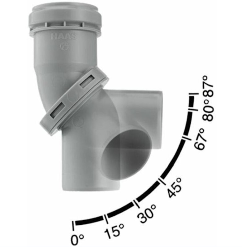 OHA-Multi-Bogen aus PP für HT-Rohre – Stufenlos winkelverstellbar 0–87°